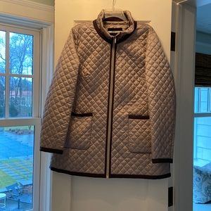 Jane Post Silver Satin Quilted Jacket, size XL